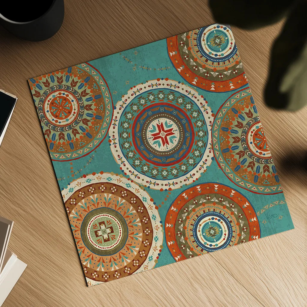 Southwest at Heart XIII Square by Veronique Charron. Shown as a detailed flat fine art print, highlighting archival giclee quality. Available as an archival giclee rolled canvas, fine art paper, or poster print. SKU 20022a.