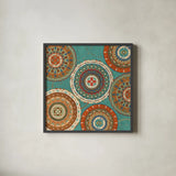 Southwest at Heart XIII Square by Veronique Charron. Shown in a sleek black glass frame for a contemporary gallery look. Available as an archival giclee rolled canvas, fine art paper, or poster print. SKU 20022a.