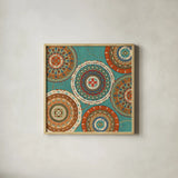 Southwest at Heart XIII Square by Veronique Charron. Shown in a natural wood glass frame for a timeless modern aesthetic. Available as an archival giclee rolled canvas, fine art paper, or poster print. SKU 20022a.