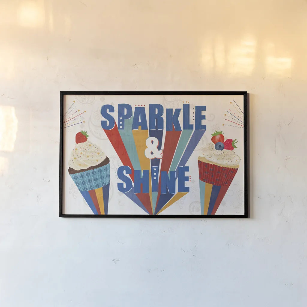 Sparkle and Shine I by Veronique Charron. shown as a paper print in a black flame. Available as a archival giclee rolled canvas, fine art paper, or poster print. SKU 83714i.