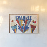 Sparkle and Shine I by Veronique Charron. shown as a paper print in a natural frame. Available as a archival giclee rolled canvas, fine art paper, or poster print. SKU 83714i.
