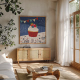 Sparkle and Shine II by Veronique Charron. Shown in a natural wood frame in a cozy modern living room. Available as an archival giclee rolled canvas, fine art paper, or poster print. SKU 83715a.