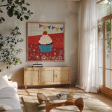 Sparkle and Shine III by Veronique Charron. Shown in a natural wood frame in a cozy modern living room. Available as an archival giclee rolled canvas, fine art paper, or poster print. SKU 83716a.