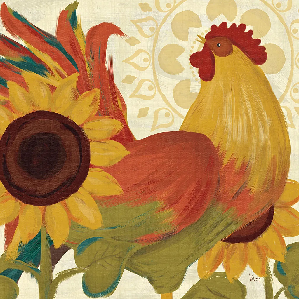 Spice Roosters II by Veronique Charron. SKU 14111a. Archival Giclee Fine art print for wall decor.