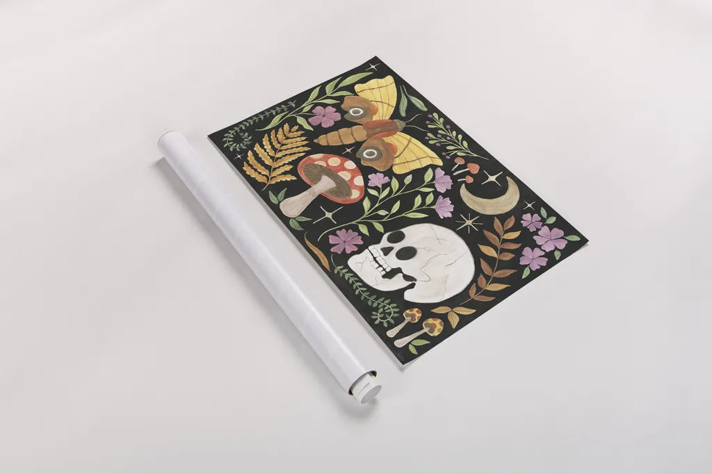 Spooky Chic I by Veronique Charron. shown as a rolled paper print. Available as archival giclee rolled canvas, fine art paper, or poster print. SKU 91197i.