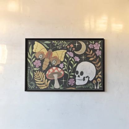 Spooky Chic I by Veronique Charron. shown as a paper print in a black flame. Available as a archival giclee rolled canvas, fine art paper, or poster print. SKU 91197i.