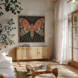 Spooky Chic VI by Veronique Charron. Shown in a natural wood frame in a cozy modern living room. Available as an archival giclee rolled canvas, fine art paper, or poster print. SKU 91202a.