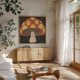 Spooky Chic VII by Veronique Charron. Shown in a natural wood frame in a cozy modern living room. Available as an archival giclee rolled canvas, fine art paper, or poster print. SKU 91203a.