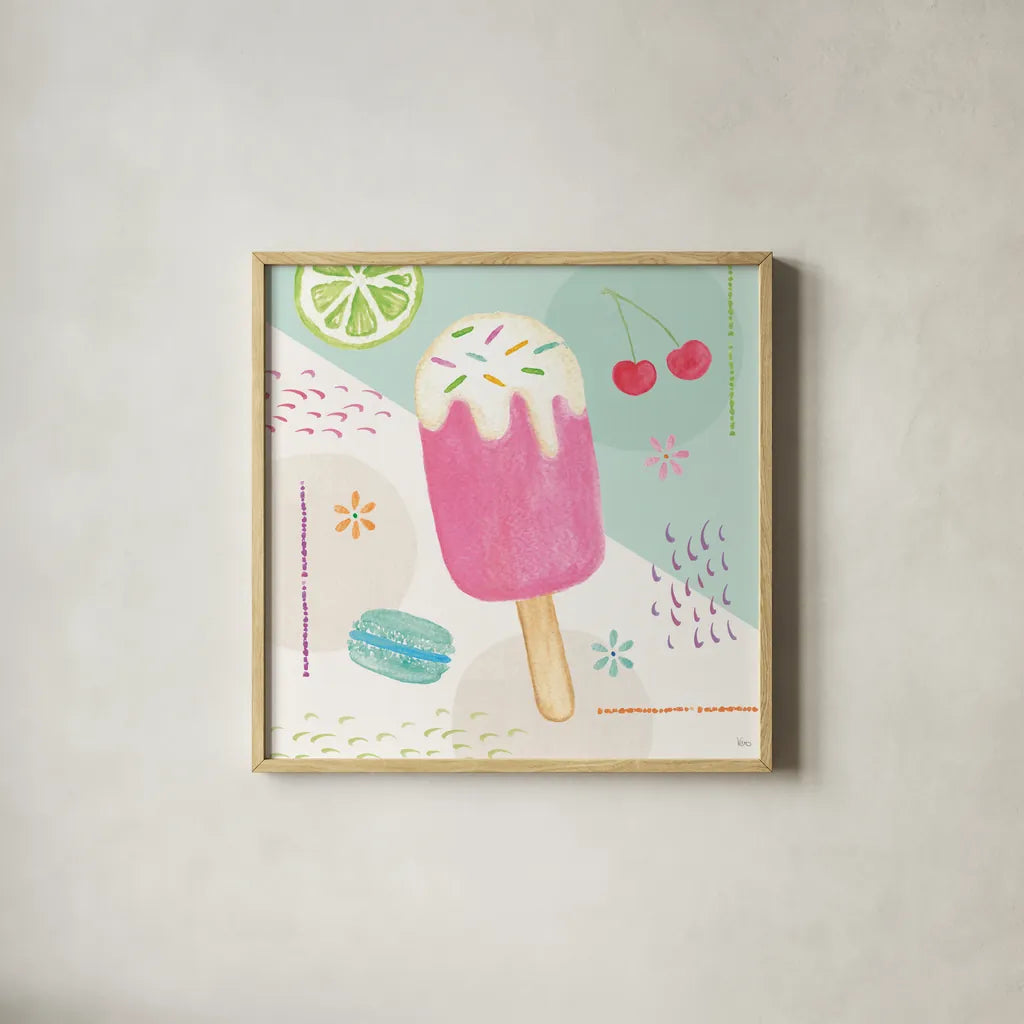 Summer Breeze II by Veronique Charron. Shown in a natural wood glass frame for a timeless modern aesthetic. Available as an archival giclee rolled canvas, fine art paper, or poster print. SKU 89580a.