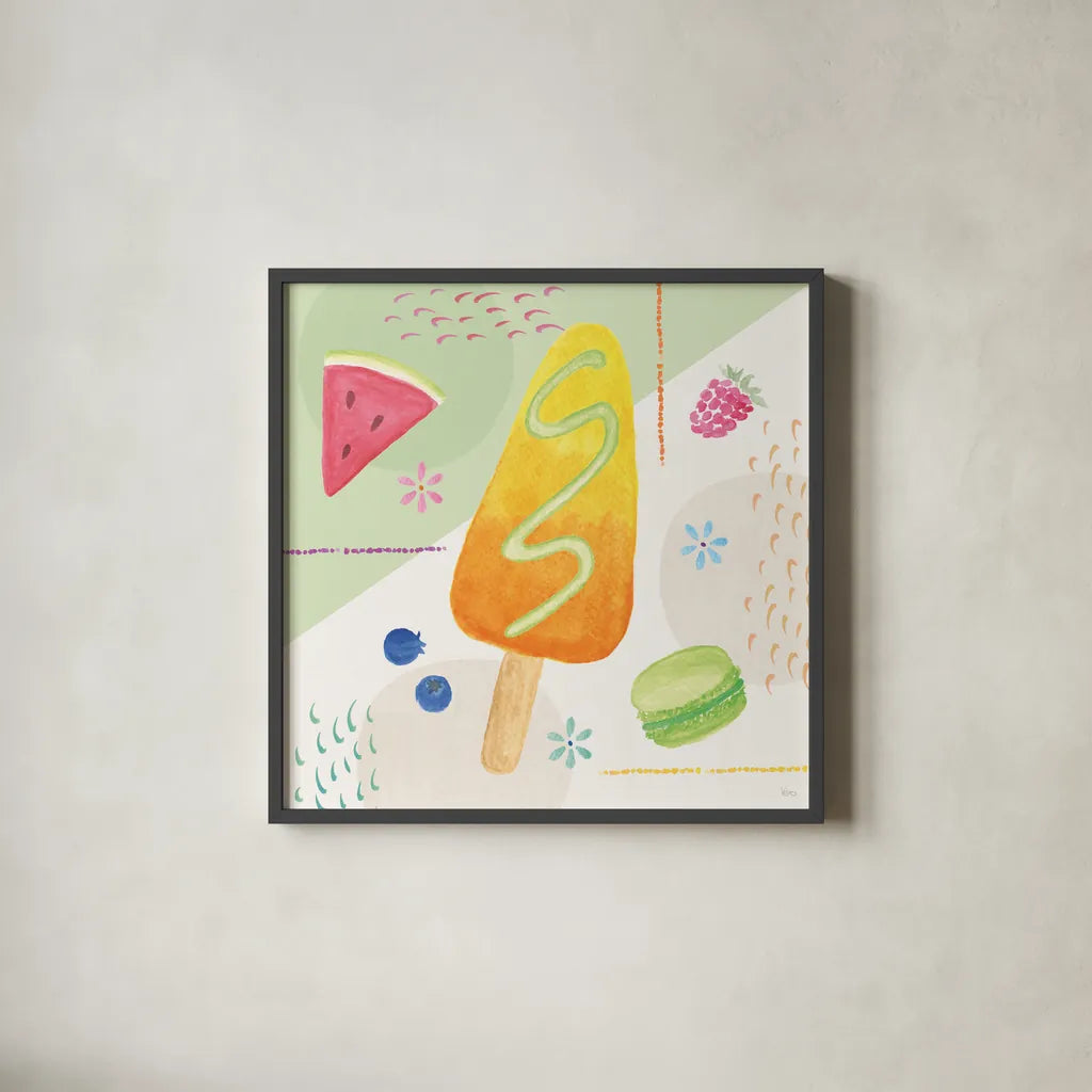 Summer Breeze IV by Veronique Charron. Shown in a sleek black glass frame for a contemporary gallery look. Available as an archival giclee rolled canvas, fine art paper, or poster print. SKU 89582a.