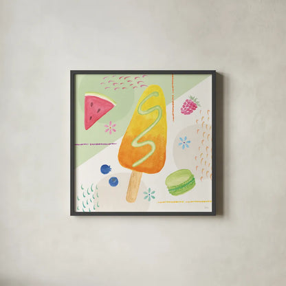 Summer Breeze IV by Veronique Charron. Shown in a sleek black glass frame for a contemporary gallery look. Available as an archival giclee rolled canvas, fine art paper, or poster print. SKU 89582a.