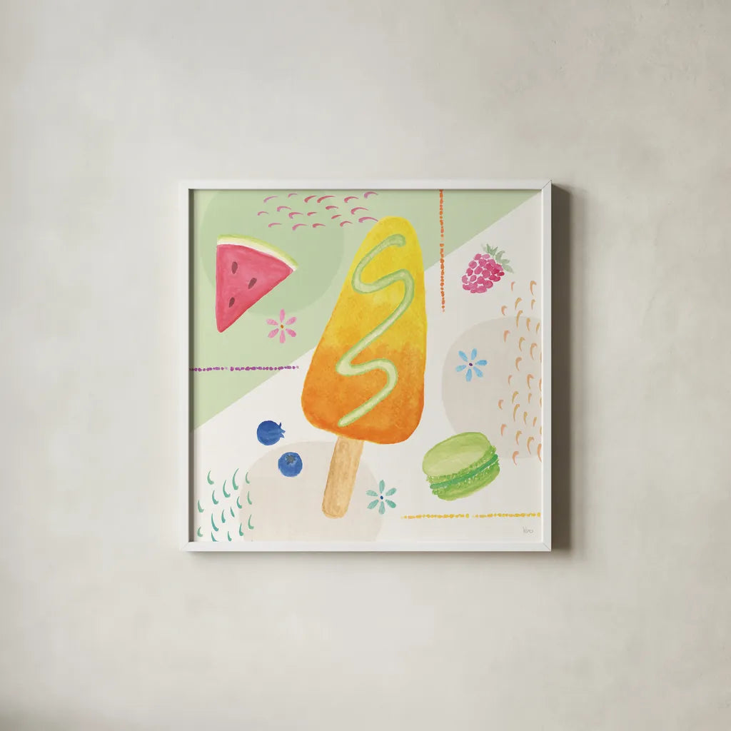 Summer Breeze IV by Veronique Charron. Shown in a crisp white glass frame for a clean and minimalist style. Available as an archival giclee rolled canvas, fine art paper, or poster print. SKU 89582a.