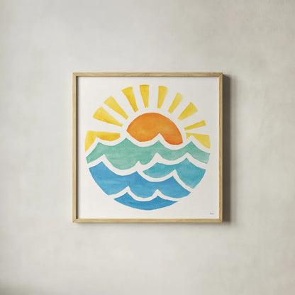 Summer Breeze IX by Veronique Charron. Shown in a natural wood glass frame for a timeless modern aesthetic. Available as an archival giclee rolled canvas, fine art paper, or poster print. SKU 89587a.