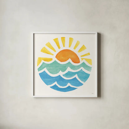 Summer Breeze IX by Veronique Charron. Shown in a crisp white glass frame for a clean and minimalist style. Available as an archival giclee rolled canvas, fine art paper, or poster print. SKU 89587a.
