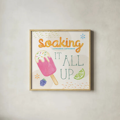 Summer Breeze V by Veronique Charron. Shown in a natural wood glass frame for a timeless modern aesthetic. Available as an archival giclee rolled canvas, fine art paper, or poster print. SKU 89583a.