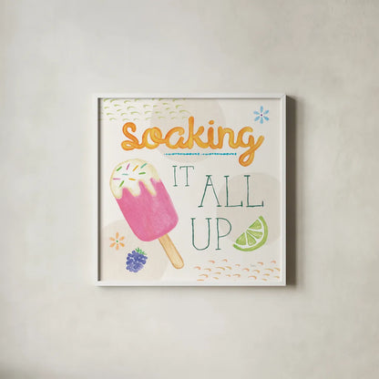 Summer Breeze V by Veronique Charron. Shown in a crisp white glass frame for a clean and minimalist style. Available as an archival giclee rolled canvas, fine art paper, or poster print. SKU 89583a.