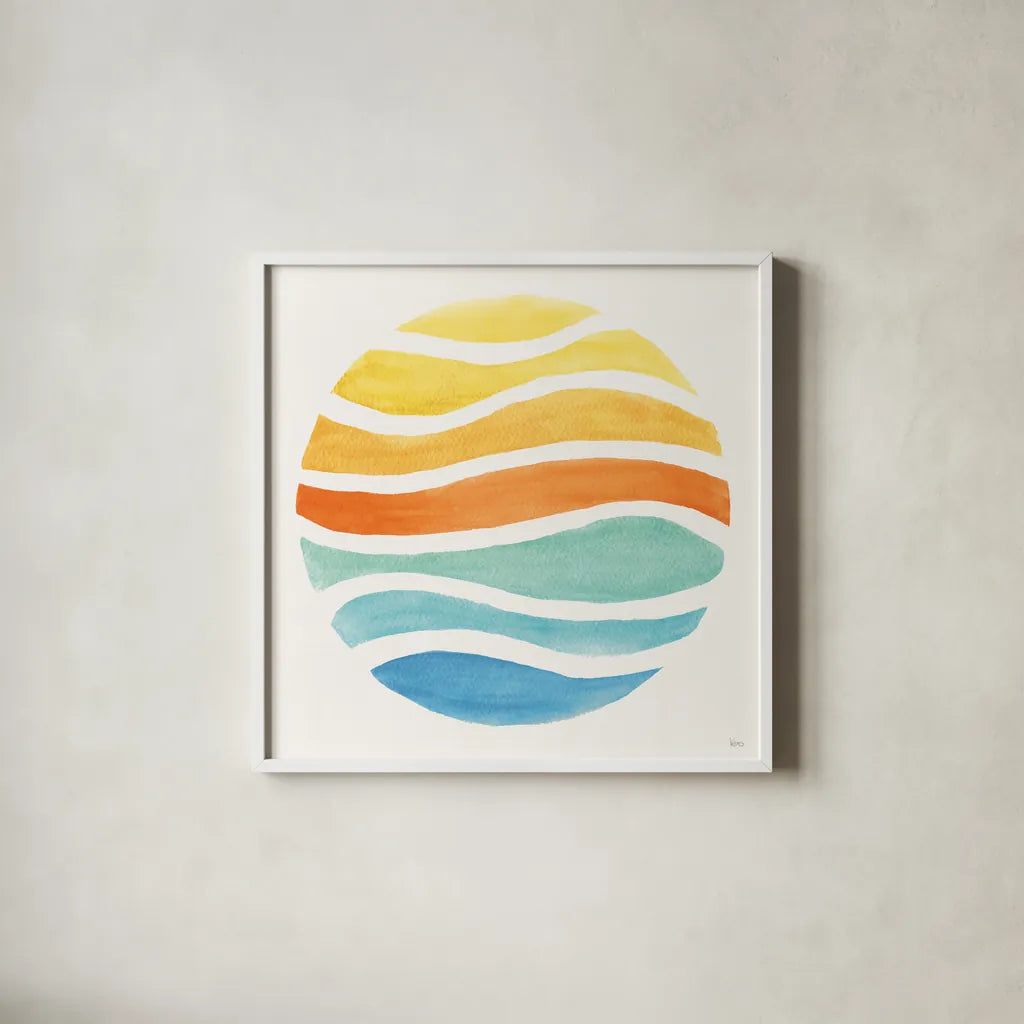 Summer Breeze X by Veronique Charron. Shown in a crisp white glass frame for a clean and minimalist style. Available as an archival giclee rolled canvas, fine art paper, or poster print. SKU 89588a.