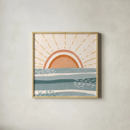 Summer Desert I by Veronique Charron. Shown in a natural wood glass frame for a timeless modern aesthetic. Available as an archival giclee rolled canvas, fine art paper, or poster print. SKU 74759a.