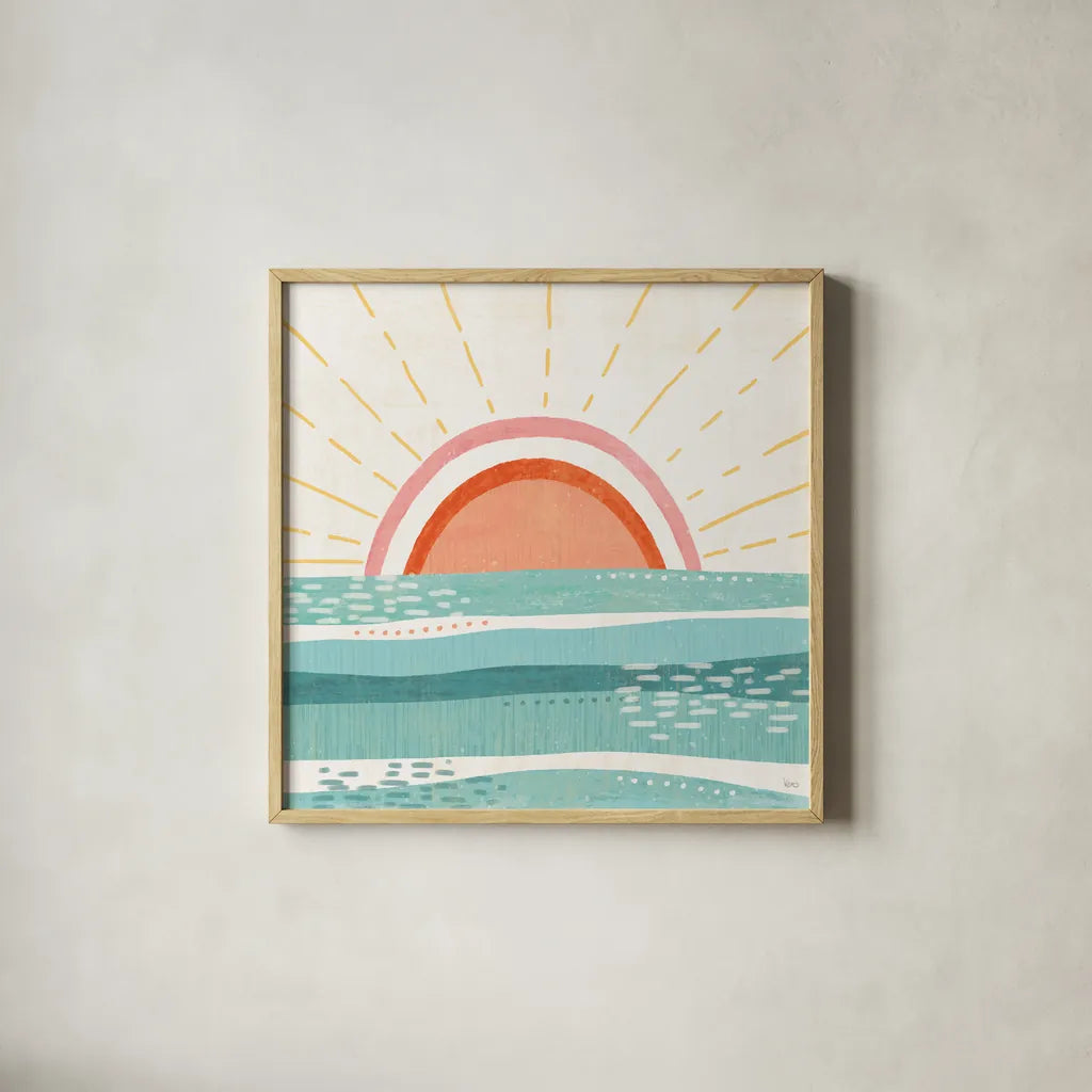 Sweet Summer V by Veronique Charron. Shown in a natural wood glass frame for a timeless modern aesthetic. Available as an archival giclee rolled canvas, fine art paper, or poster print. SKU 74656a.
