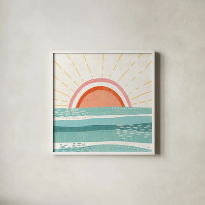 Sweet Summer V by Veronique Charron. Shown in a crisp white glass frame for a clean and minimalist style. Available as an archival giclee rolled canvas, fine art paper, or poster print. SKU 74656a.
