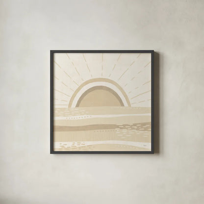 Sweet Summer V Neutral by Veronique Charron. Shown in a sleek black glass frame for a contemporary gallery look. Available as an archival giclee rolled canvas, fine art paper, or poster print. SKU 75534a.