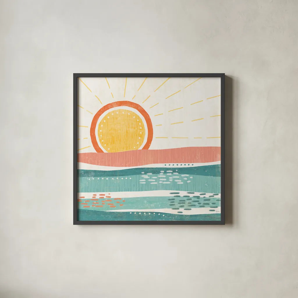 Sweet Summer VI by Veronique Charron. Shown in a sleek black glass frame for a contemporary gallery look. Available as an archival giclee rolled canvas, fine art paper, or poster print. SKU 74657a.