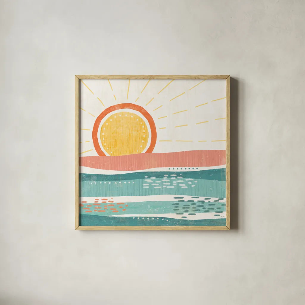 Sweet Summer VI by Veronique Charron. Shown in a natural wood glass frame for a timeless modern aesthetic. Available as an archival giclee rolled canvas, fine art paper, or poster print. SKU 74657a.