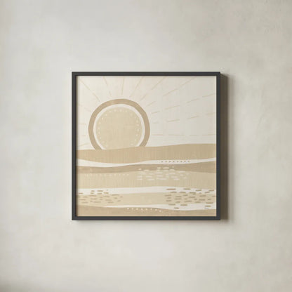 Sweet Summer VI Neutral by Veronique Charron. Shown in a sleek black glass frame for a contemporary gallery look. Available as an archival giclee rolled canvas, fine art paper, or poster print. SKU 75535a.