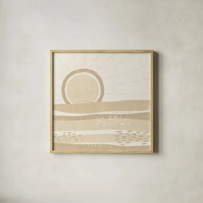 Sweet Summer VI Neutral by Veronique Charron. Shown in a natural wood glass frame for a timeless modern aesthetic. Available as an archival giclee rolled canvas, fine art paper, or poster print. SKU 75535a.