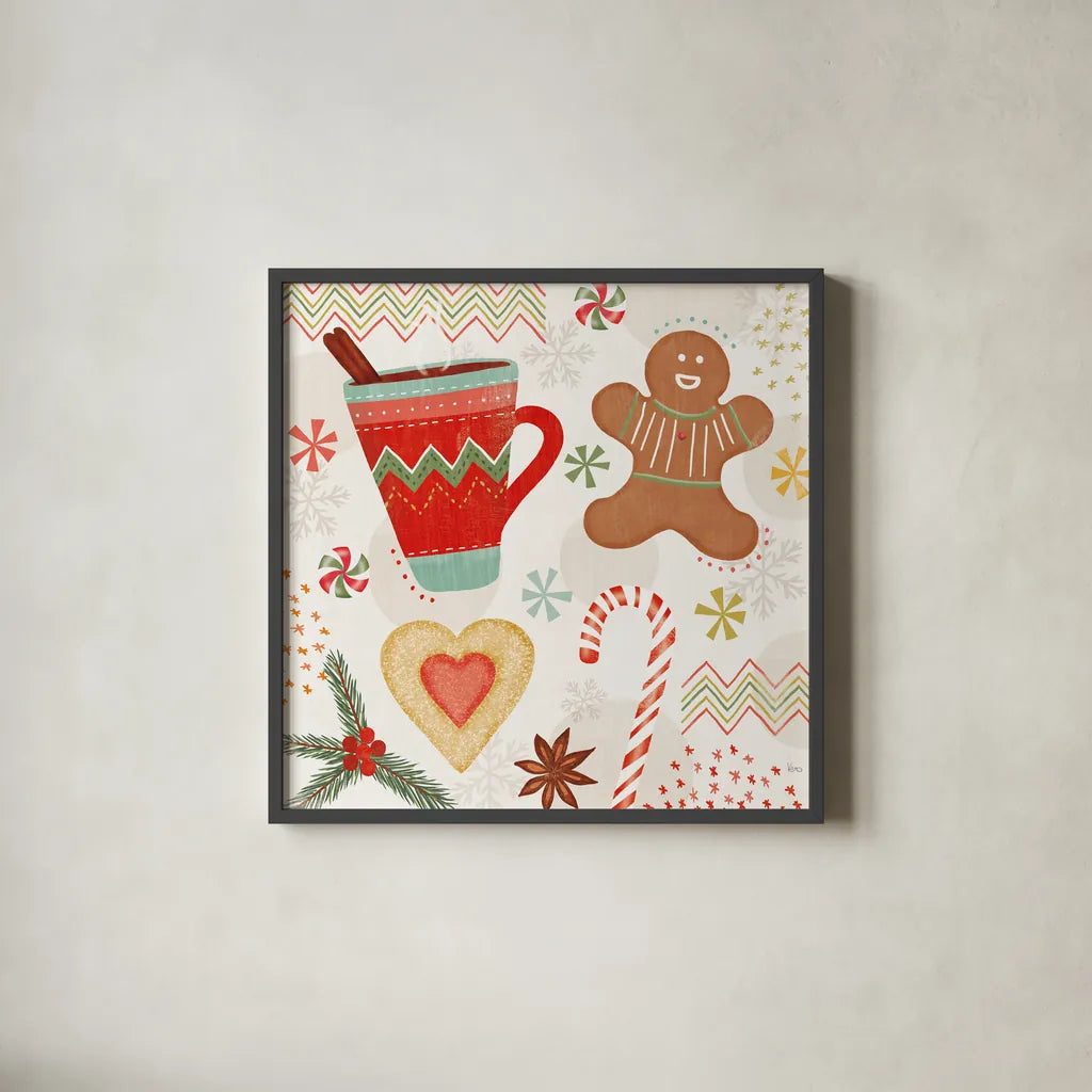 Sweet Treats II by Veronique Charron. Shown in a sleek black glass frame for a contemporary gallery look. Available as an archival giclee rolled canvas, fine art paper, or poster print. SKU 80298a.