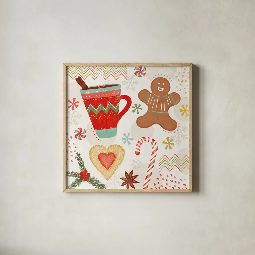 Sweet Treats II by Veronique Charron. Shown in a natural wood glass frame for a timeless modern aesthetic. Available as an archival giclee rolled canvas, fine art paper, or poster print. SKU 80298a.