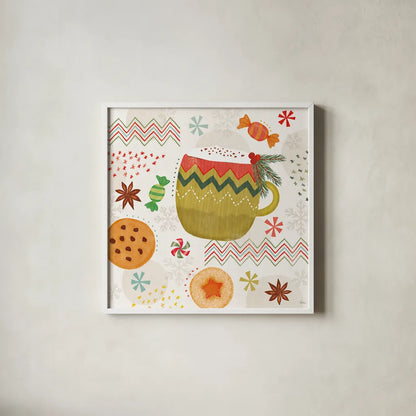 Sweet Treats V by Veronique Charron. Shown in a crisp white glass frame for a clean and minimalist style. Available as an archival giclee rolled canvas, fine art paper, or poster print. SKU 80301a.