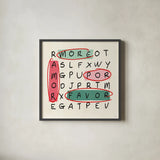 Sweetheart Stories VI by Veronique Charron. Shown in a sleek black glass frame for a contemporary gallery look. Available as an archival giclee rolled canvas, fine art paper, or poster print. SKU 103956a.