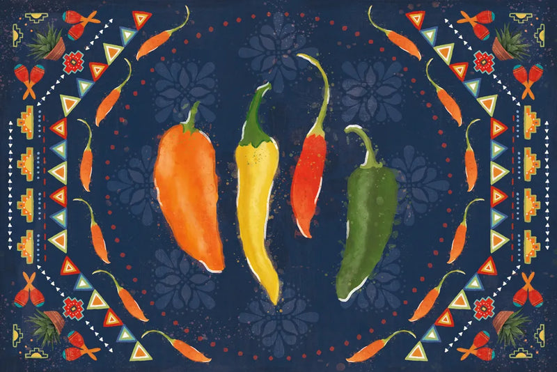 Tex Mex Fiesta I Dark by Veronique Charron. SKU 61922i. Archival Giclee Fine art print for wall decor.