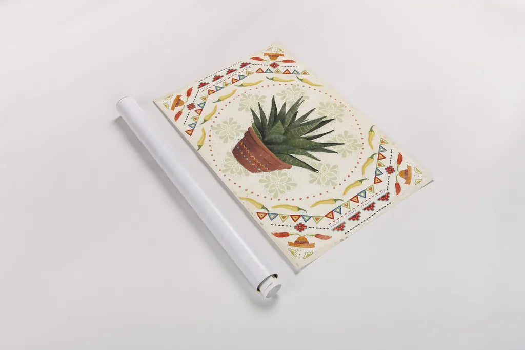 Tex Mex Fiesta II by Veronique Charron. shown as a rolled paper print. Available as archival giclee rolled canvas, fine art paper, or poster print. SKU 61915i.