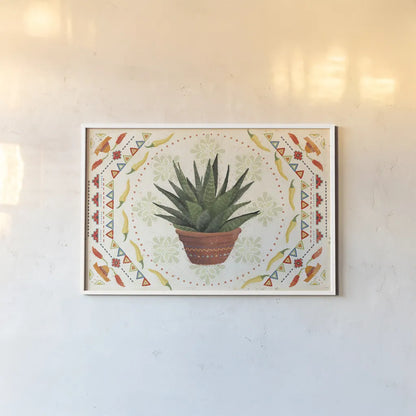 Tex Mex Fiesta II by Veronique Charron. shown as a paper print in a white frame. Available as a archival giclee rolled canvas, fine art paper, or poster print. SKU 61915i.