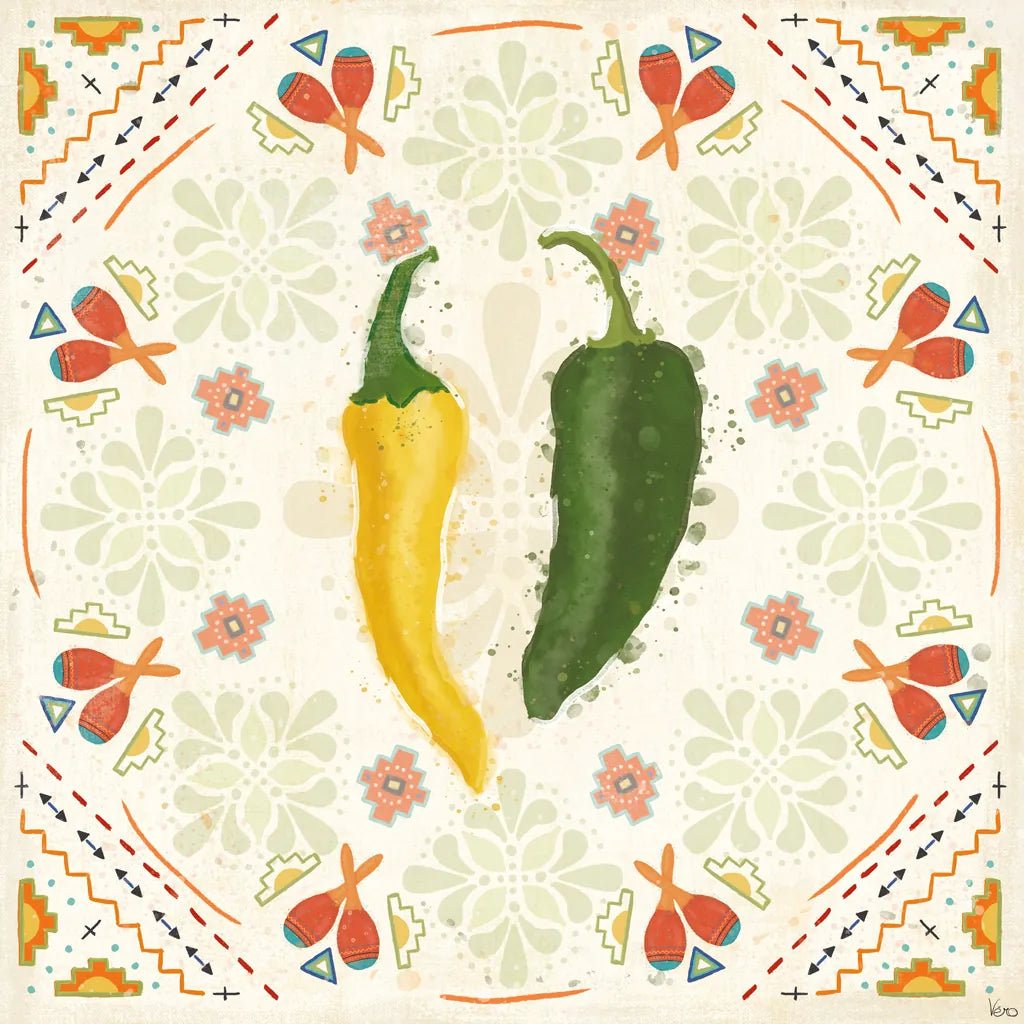 Tex Mex Fiesta III by Veronique Charron. SKU 61916a. Archival Giclee Fine art print for wall decor.