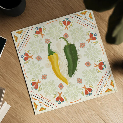 Tex Mex Fiesta III by Veronique Charron. Shown as a detailed flat fine art print, highlighting archival giclee quality. Available as an archival giclee rolled canvas, fine art paper, or poster print. SKU 61916a.