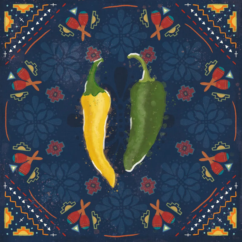 Tex Mex Fiesta III Dark by Veronique Charron. SKU 61924a. Archival Giclee Fine art print for wall decor.