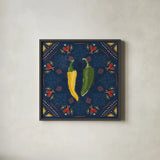 Tex Mex Fiesta III Dark by Veronique Charron. Shown in a sleek black glass frame for a contemporary gallery look. Available as an archival giclee rolled canvas, fine art paper, or poster print. SKU 61924a.
