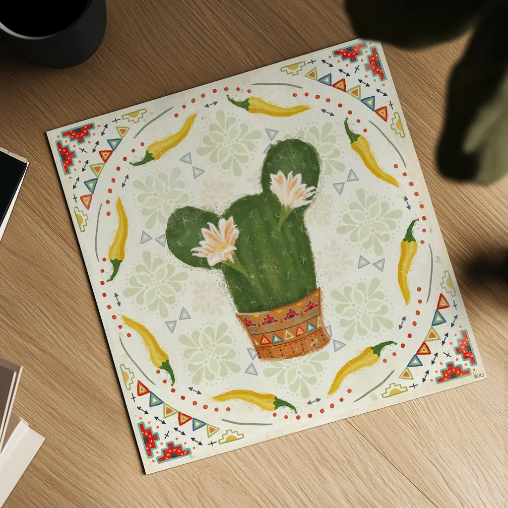 Tex Mex Fiesta IV by Veronique Charron. Shown as a detailed flat fine art print, highlighting archival giclee quality. Available as an archival giclee rolled canvas, fine art paper, or poster print. SKU 61917a.