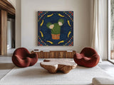 Tex Mex Fiesta IV Dark by Veronique Charron. Shown as extra-large giant wall art in a modern living room. Available as an archival giclee rolled canvas, fine art paper, or poster print. SKU 61925a.