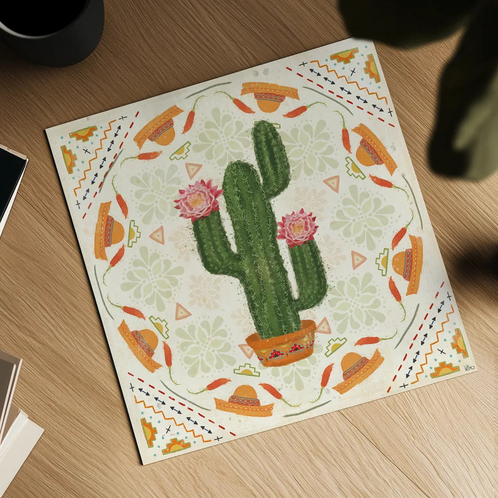 Tex Mex Fiesta V by Veronique Charron. Shown as a detailed flat fine art print, highlighting archival giclee quality. Available as an archival giclee rolled canvas, fine art paper, or poster print. SKU 61918a.