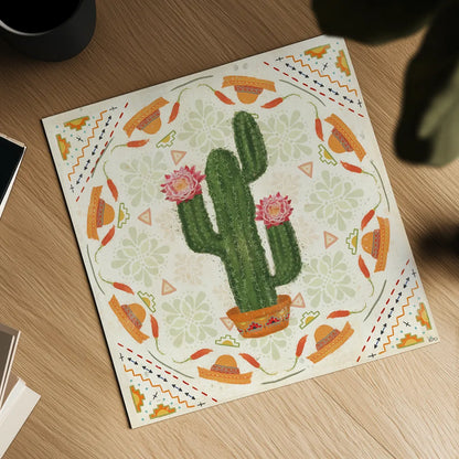 Tex Mex Fiesta V by Veronique Charron. Shown as a detailed flat fine art print, highlighting archival giclee quality. Available as an archival giclee rolled canvas, fine art paper, or poster print. SKU 61918a.
