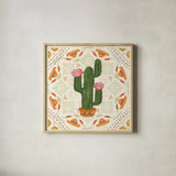 Tex Mex Fiesta V by Veronique Charron. Shown in a natural wood glass frame for a timeless modern aesthetic. Available as an archival giclee rolled canvas, fine art paper, or poster print. SKU 61918a.