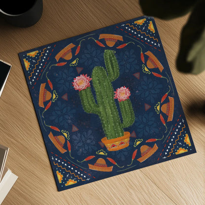 Tex Mex Fiesta V Dark by Veronique Charron. Shown as a detailed flat fine art print, highlighting archival giclee quality. Available as an archival giclee rolled canvas, fine art paper, or poster print. SKU 61926a.