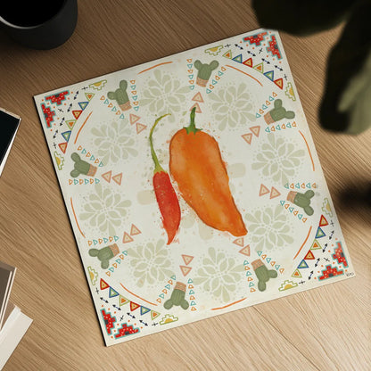 Tex Mex Fiesta VI by Veronique Charron. Shown as a detailed flat fine art print, highlighting archival giclee quality. Available as an archival giclee rolled canvas, fine art paper, or poster print. SKU 61919a.