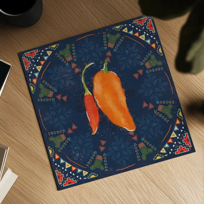 Tex Mex Fiesta VI Dark by Veronique Charron. Shown as a detailed flat fine art print, highlighting archival giclee quality. Available as an archival giclee rolled canvas, fine art paper, or poster print. SKU 61927a.