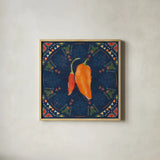 Tex Mex Fiesta VI Dark by Veronique Charron. Shown in a natural wood glass frame for a timeless modern aesthetic. Available as an archival giclee rolled canvas, fine art paper, or poster print. SKU 61927a.