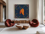 Tex Mex Fiesta VI Dark by Veronique Charron. Shown as extra-large giant wall art in a modern living room. Available as an archival giclee rolled canvas, fine art paper, or poster print. SKU 61927a.